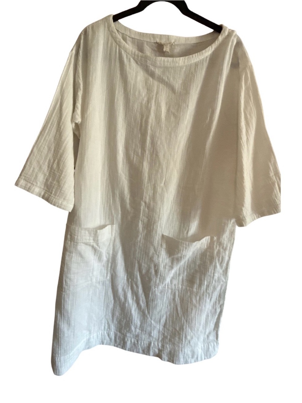 Eileen Fisher White Relaxed Tunic with Front Pockets